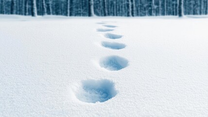 Snow-covered trees with wildlife tracks, an outdoor scene filled with nature s beauty, nature outdoors