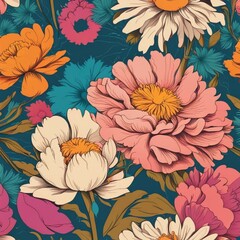 Vintage floral explosion with peonies