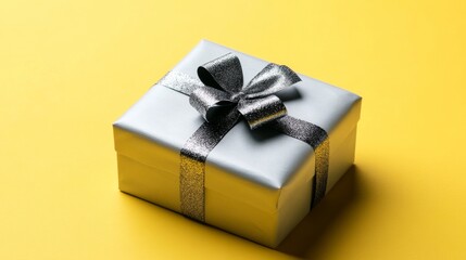 christmas gift on yellow background