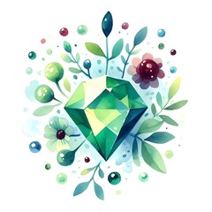 8월의 탄생석 페리도트, 수채화 (August Birthstone Peridot, water colour)