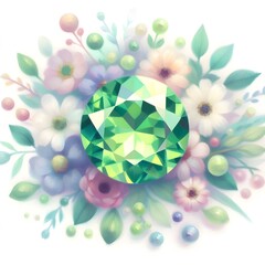 8월의 탄생석 페리도트, 파스텔화 (August Birthstone Peridot, pastel painting)