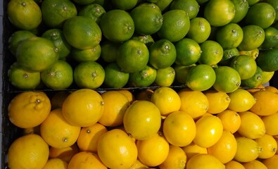 Lime and lemons in market stall