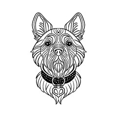 dog line art coloring book illustration