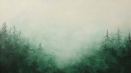 Gradient of forest greens and misty whites that blend softly, mimicking a foggy natural landscape with smooth transitions.