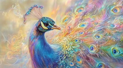 Obraz premium Peacock with Vibrant Feathers
