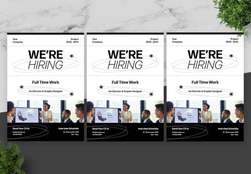 Black And White Job Hiring Flyer