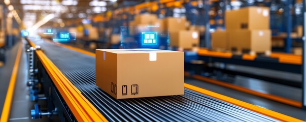 Holographic Displays on Smart Conveyor Belts in Warehouse