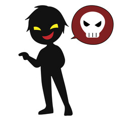 悪人とドクロマークの危険な話をするイメージの素材