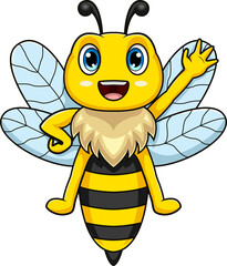 Cartoon bee waving hand