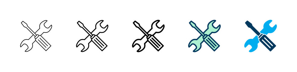 Tools icon logo design. tool sign and symbol. setting icon. Wrench and screwdriver. Service, repair