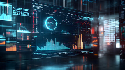 Naklejka premium Advanced AI analyzing financial data on digital interface