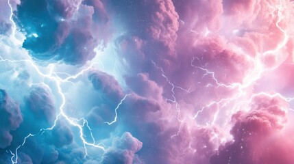 A vibrant depiction of stormy clouds with lightning, showcasing dramatic weather elements.