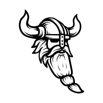 recommend clip art: viking head helmet logo drawing coloring line art style sketch classic vintage design illustration