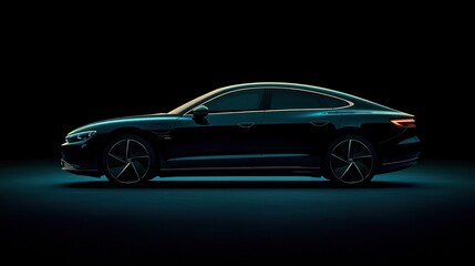 Fototapeta premium Stunning cinematic shot of a hydrogen-powered concept car in high-definition capture with striking lighting effects