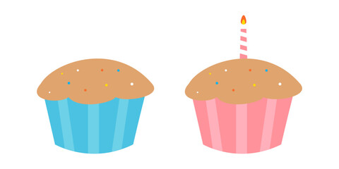 Vector Flat Cupcakes Illustration