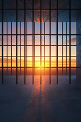 Fototapeta premium Sunset View Through Vaulted Bars