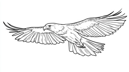 Obraz premium Minimal outline of an eagle in flight, emphasizing sharp angles and clean design.