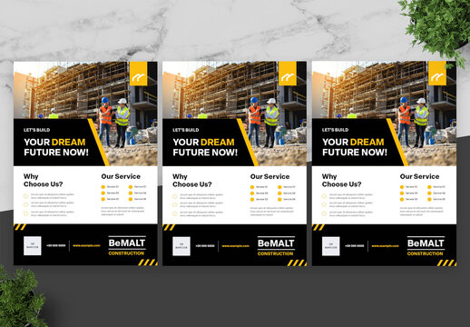 Black And Yellow Construction Flyer