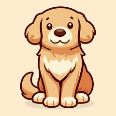 cute golden retriever dog sitting pose pet animal cartoon character flat color vector illustration template design