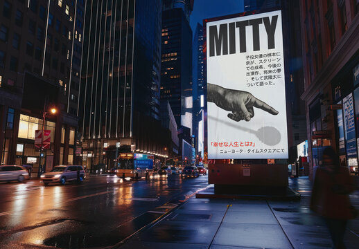 Outdoor Night Street Billboard Sign Mockup With Generative AI
