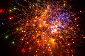 Fototapeta premium New Year's fireworks. Selective focus.
