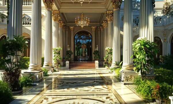 Grand Entrance to a Luxurious Mansion