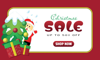 Chrstmas Sale Poster with cute santa