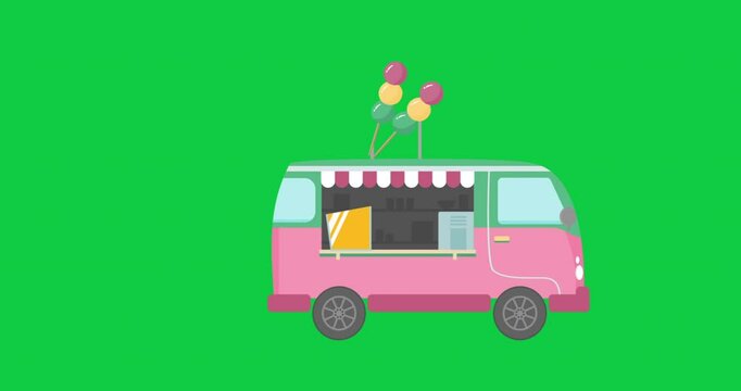 dango and green tea skewers food truck cartoon