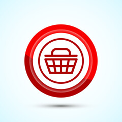 Basket icon design illustration, Shopping basket icon, Red Color Button Design