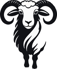 Silhouette Sheep head Illustration vector design, Sheep logo and icon Design