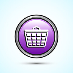 Basket icon design illustration, Shopping basket icon, Pink Color Round Button Design