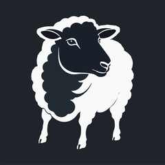 Silhouette Sheep head Illustration vector design, Sheep logo and icon Design