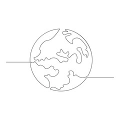 Vector continuous one line drawing earth day illustration and minimalist