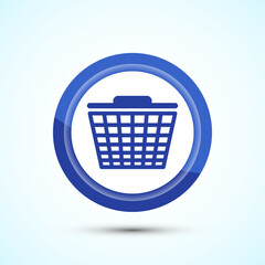 Basket icon design illustration, Shopping basket icon, Blue Color Button Design