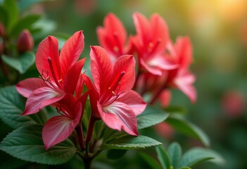 Mesmerizing Sazanka Plant: Vibrant Red and White Flowers Blooming in Late Autumn, Exuding Elegance and Charm