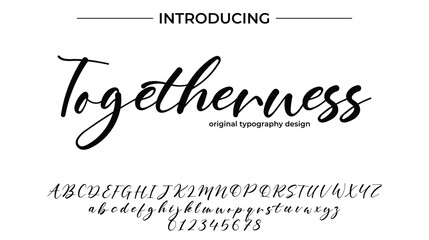 Togetherness Font Stylish brush painted an uppercase vector letters, alphabet, typeface