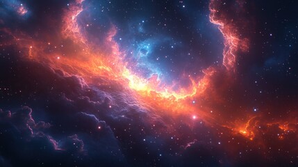 A vibrant cosmic scene showcasing colorful nebulae and stars.