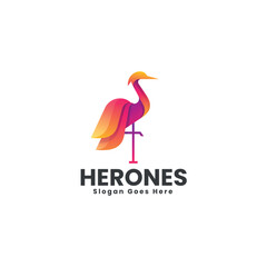 Vector Logo Illustration Heron Gradient Colorful Style