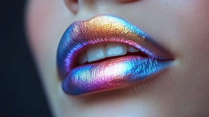 Vivid Multicolor Artistic Lips in Vibrant Colors on a Bright Background for Creative Projects