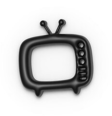 Retro Black TV Icon: A minimalist black silicone TV icon, perfect for nostalgic design projects.  