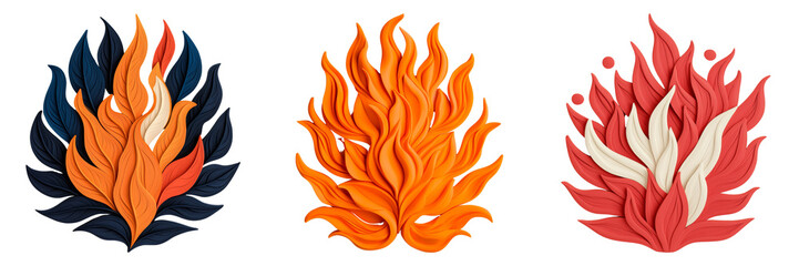 Vibrant Artistic Flames A Dynamic Exploration of Color and Form on Transparent Backgrounds