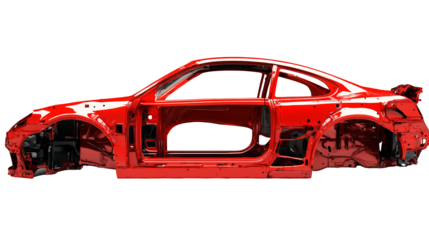 Car accident damage, broken front end, requires repair automotive collision, vehicle crash, insurance claim