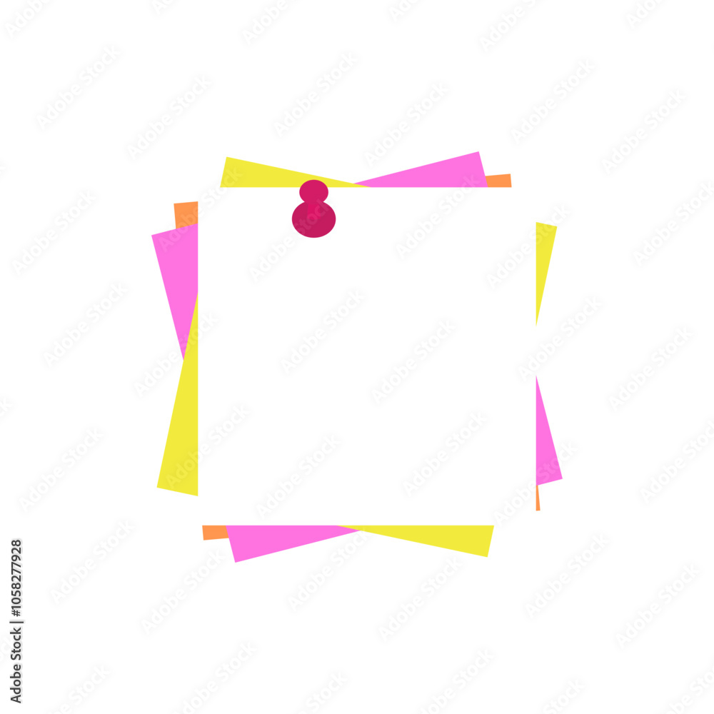 Poster stack note paper with pin isolated