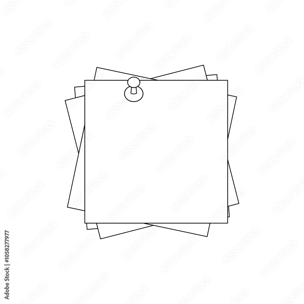 Poster stack of note paper with Push Pin
