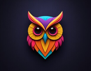 Obraz premium A 3d logo of owl, with a bold, eye-catching design, rendered in a vibrant, textured finish. Ai generated image.