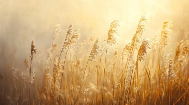 A view of the wildlife landscape at Kinburn Spit at sunrise. In the foreground is tall grass. Ukraine