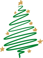 Hand Drawn Spiral Christmas Tree Graphic