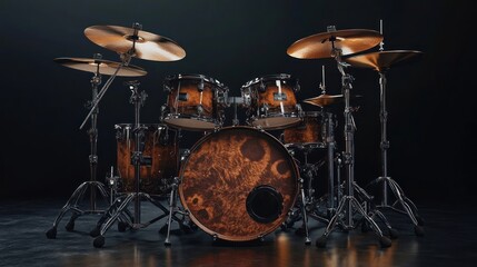 Fototapeta premium Professional Drum Set with Brown Finish