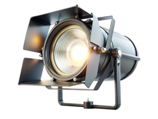 Tv studio spot light isolated on white background as transparent. PNG.AI GENERATED