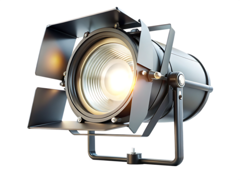 Tv studio spot light isolated on white background as transparent. PNG.AI GENERATED